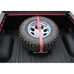 Gloss Black Bed Mounted Rapid Strap Tire Carrier w Red Strap BM1TSRD 2