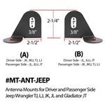 Antenna Mount (B) Passenger Side - JK JKU TJ LJ / Driver Side - JL JLU JT 2