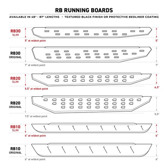 RB10 Slim Line Running Boards with Mounting Brackets Kit (63418087ST) 2