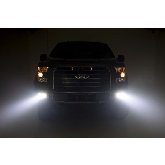 LED Light Kit Fog Mount Dual 2" Black Pairs SAE Ford F-150 (15-17) (70831) 4