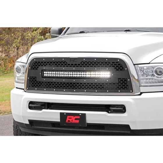 Dodge Mesh Grille w/30 Inch Dual Row Black Series LED 13-18 RAM 2500/3500 Rough Country 4