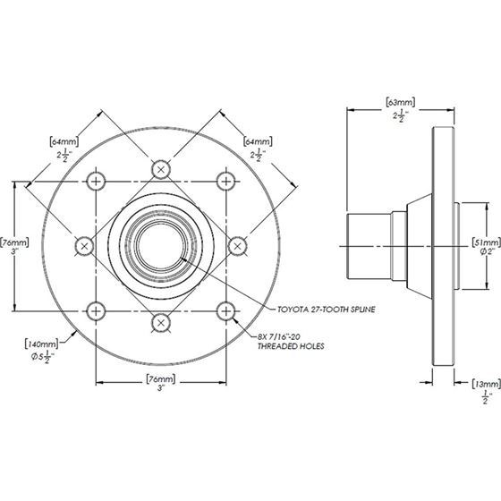 27-Spline 1310 and 1350 Series Drilled T-Case Flange without Dust Shield 4