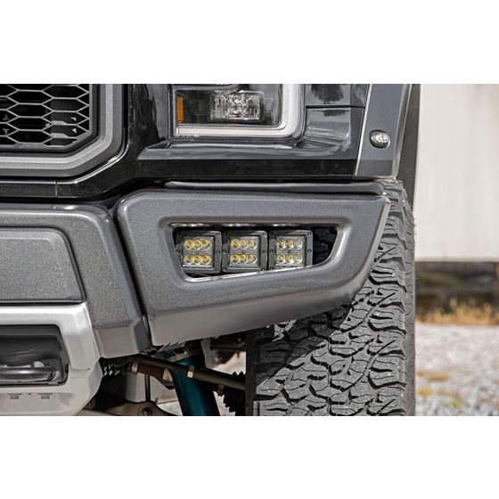 Ford Triple LED Fog Light Kit Black Series w/Amber DRL 17-19 F-150 Raptor Rough Country 2