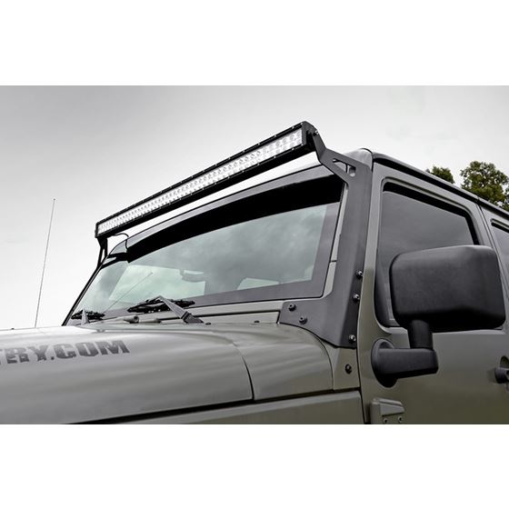 LED Light Windshield Mnt 50" Black Dual Row White DRL Jeep Wrangler JK (07-18) (70504BLDRL) 2