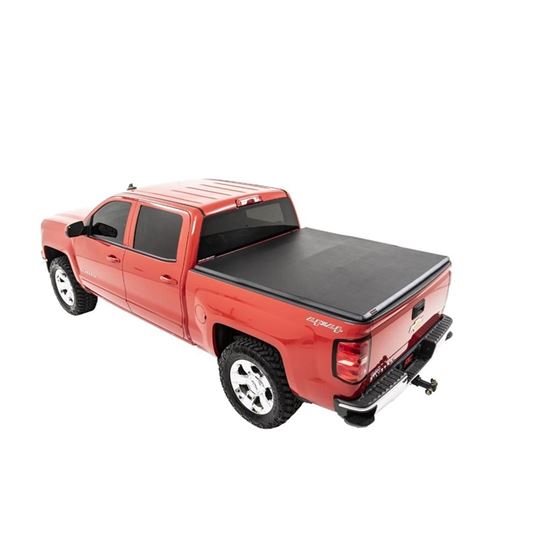 Soft Tri-Fold Bed Cover 14-18 Silverado/Sierra 1500 5 Foot 5 Inch Bed w/o Cargo Mgmt Rough Country 2