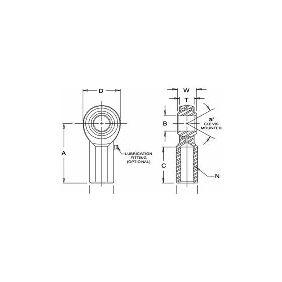 JFX241 Female Right Hand Rod End 15000 Bore x 11212 Thread 2