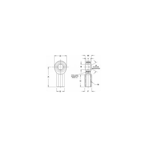 SJFL10T Female Left Hand Rod End 6250 Bore x 5818 Thread 2