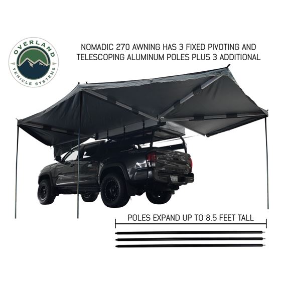 Nomadic Awning 270  Dark Gray Cover With Black Transit Cover Driver Side and Brackets 4