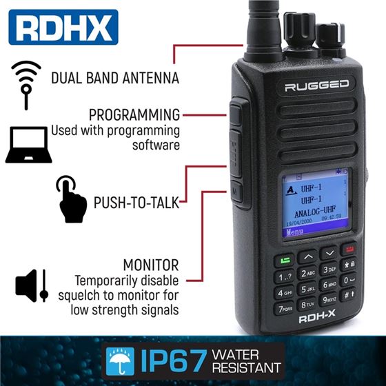 Rugged RDH-X Waterproof Business Band Handheld - Digital and Analog 2