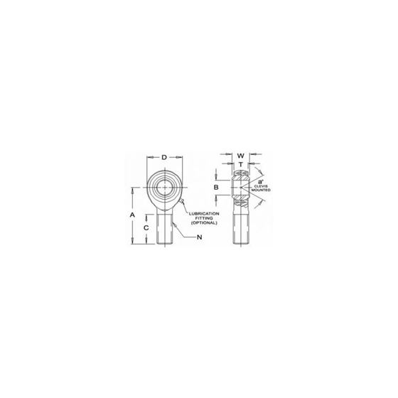 JMXL16M Male Left Hand Rod End 16 Bore x M16x20 Thread 2