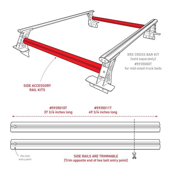 XRS Cross Bars 49 3/4" Side Rail Accessory Kit 4