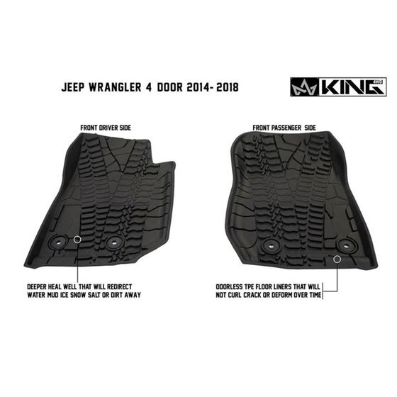 TPE Form Fitting Floor Liners Front and Rear 3 Piece  Black JK 4 Door 2