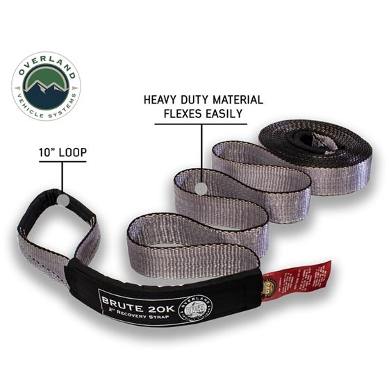 Tow Strap 20000 lb 2 x 30 Gray With Black Ends and Storage Bag 4