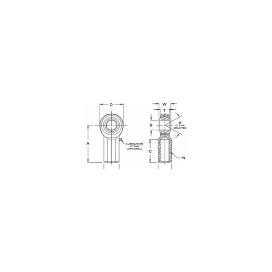 JFXL25M Female Left Hand Rod End 25 Bore x M24x20 Thread 2