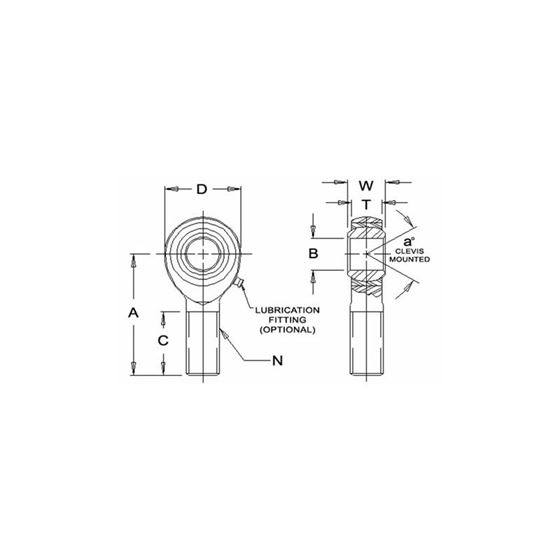 JM6 Male Right Hand Rod End 3750 Bore x 3824 Thread 2