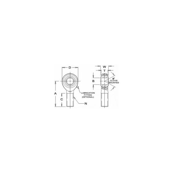 ALRSML6 Male Left Hand Rod End 3750 Bore x 71620 Thread 2