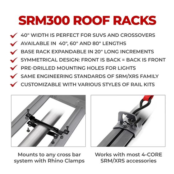 SRM300 Dual Rail Kit for 60" Long x 40" Wide Rack - Rails only (5933062T) 2
