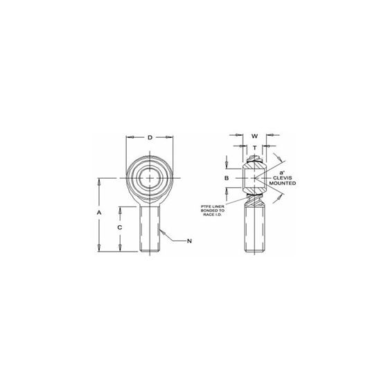 JM22M Male Right Hand Rod End 20 Bore x M22x15 Thread 2