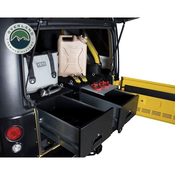 Cargo Box With Slide Out Drawer and Working Station Size  Black Powder Coat 4
