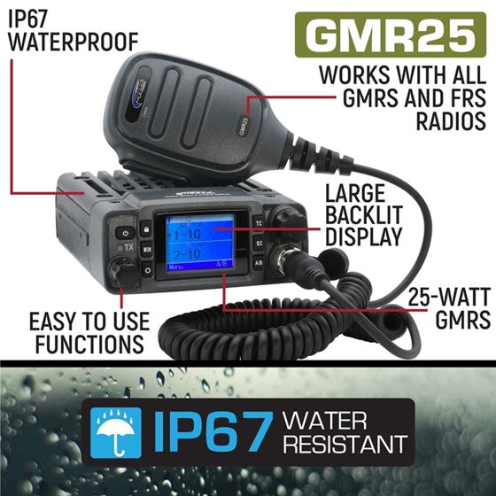 Radio Kit - GMR25 Waterproof GMRS Band Mobile Radio with Antenna (RK-GMR25) 2