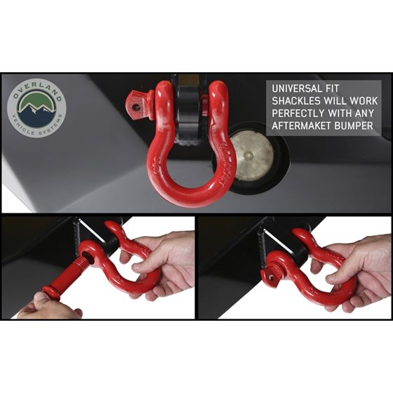 Recovery Shackle 3/4" 4.75 Ton Red - Sold In Pairs 4