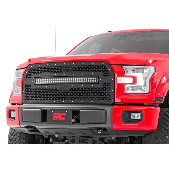 Ford Mesh Grille 30 Inch Dual Row Black Series LED w/Amber DRL 15-17 F-150 Rough Country 4