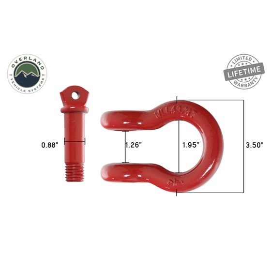 Recovery Shackle 3/4" 4.75 Ton Red - Sold In Pairs 2