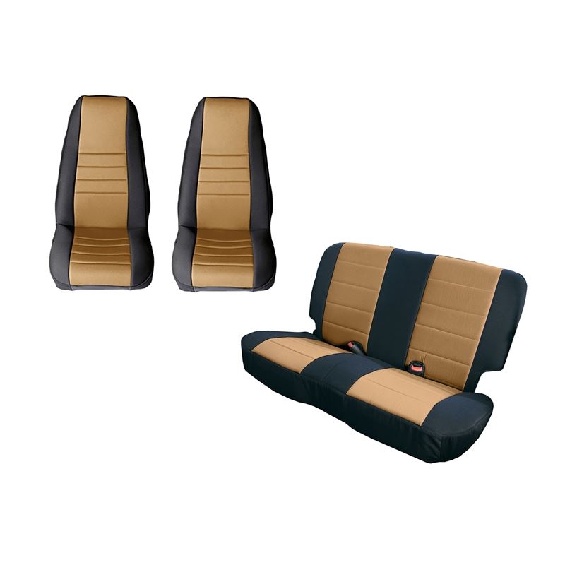 Seat Cover Kit, Black/Tan; 80-90 Jeep CJ/Wrangler