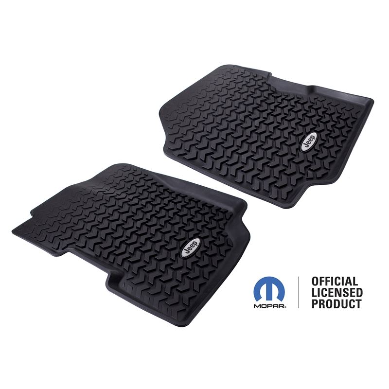 Floor Liners, Front, Black, Jeep Logo; 76-95 Jeep