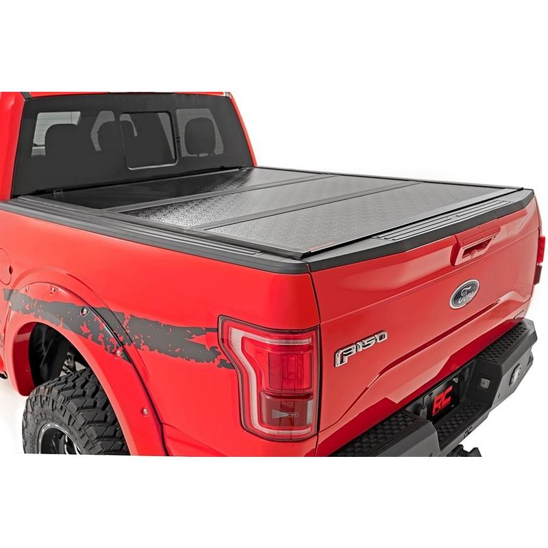 Rough Country Ford Low Profile Hard Tri-Fold Tonneau Cover 15-20 F150 5 ...