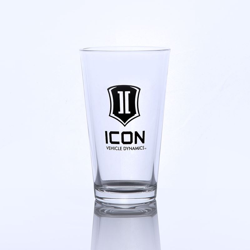 16OZ PINT GLASS W/STACKED BLACK ICON LOGO