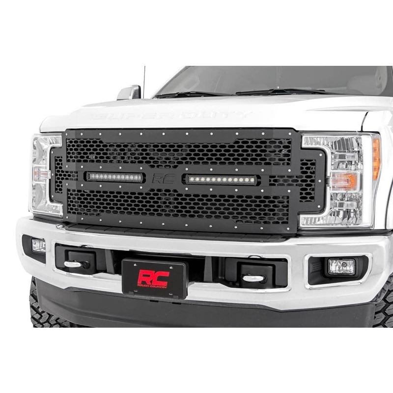 Mesh Grille 12" Dual Row LED Black Ford F-250