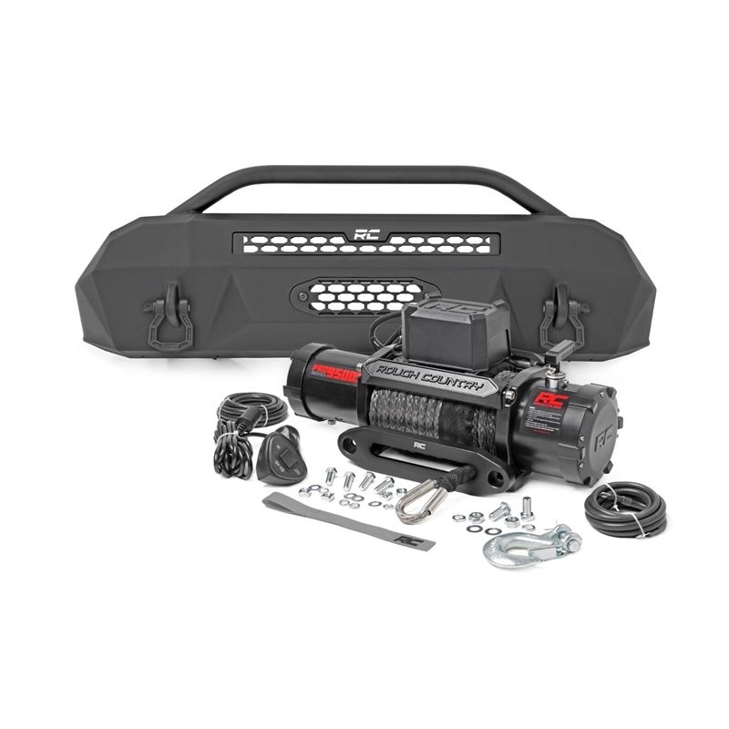 Front Bumper Hybrid 9500-Lb Pro Series Winch Synth