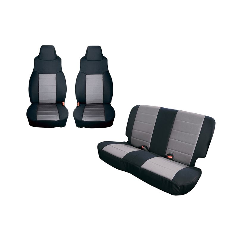 Seat Cover Kit, Black/Gray; 97-02 Jeep Wrangler TJ