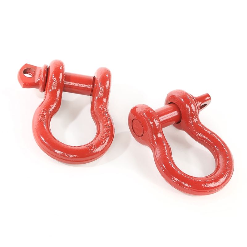 D-Ring Shackles, 3/4-Inch, Red, Steel, Pair