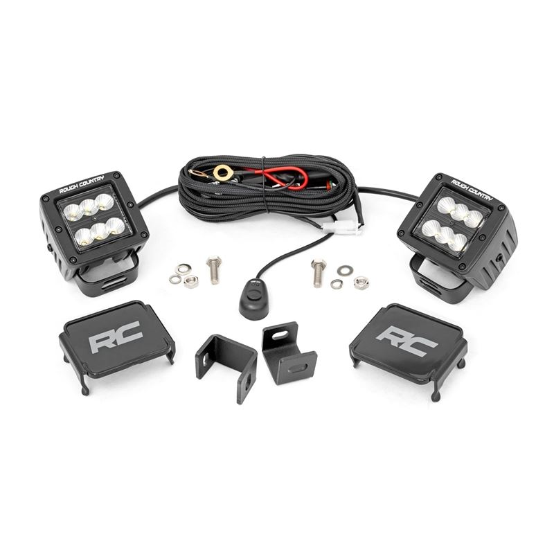 LED Light Kit Ditch Mount 2" Black Pair Flood