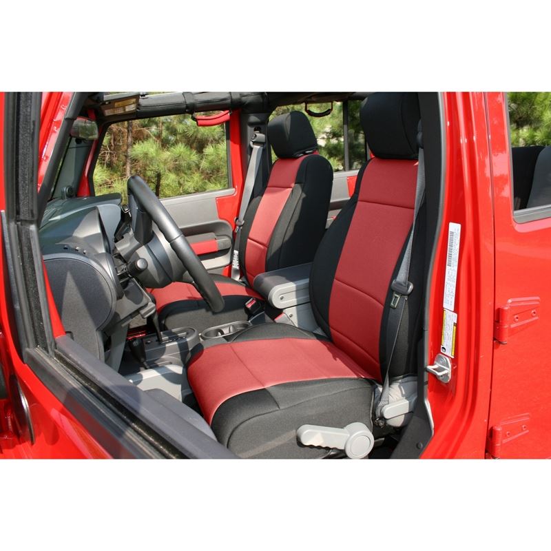 Neoprene Front Seat Covers, Black/Red; 07-10 Jeep