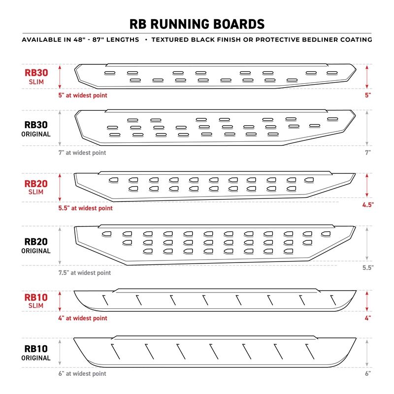 RB10 Running Boards with Mounting Brackets, 2 Pair