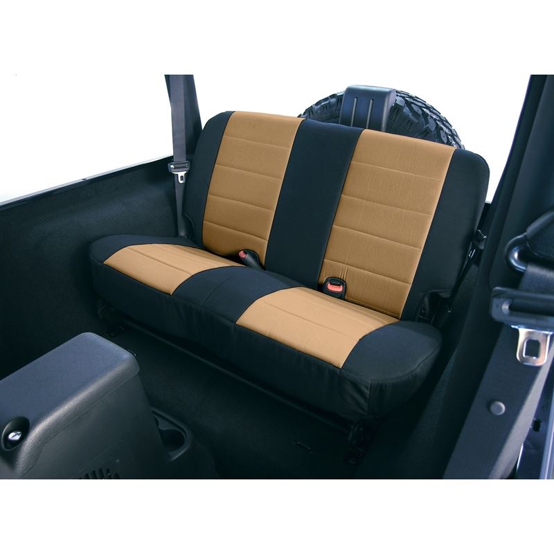 Neoprene Rear Seat Covers, Tan; 80-95 Jeep CJ/Wran