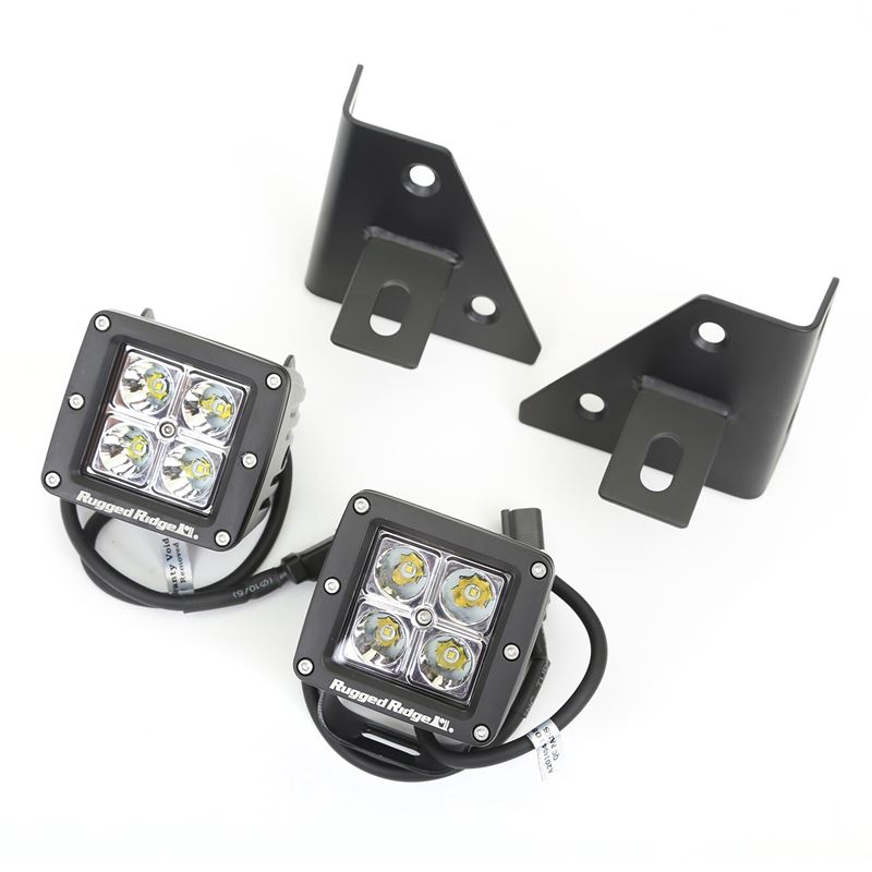 Windshield Bracket LED Kit, Black, Square; 76-95 J