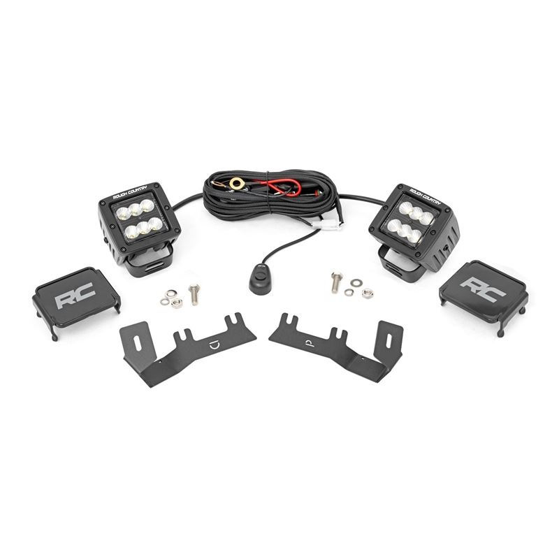 LED Ditch Light Kit 2in Black Pair Flood Chevy/GMC