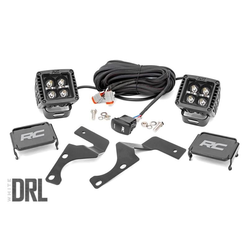 LED Light Kit Ditch Mount 2" Black Pair White