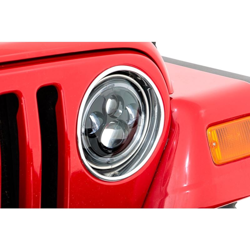 Headlights DRL Halo LED 7 Inch 97-06 Jeep Wrangler