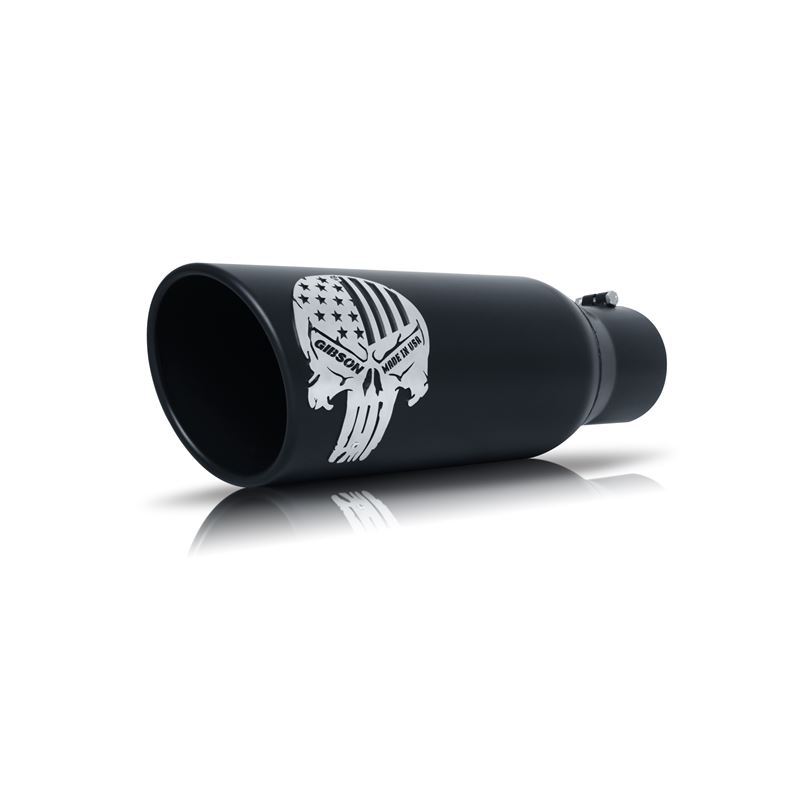 Patriot Skull Rolled Edge Angle Exhaust Tip, Black