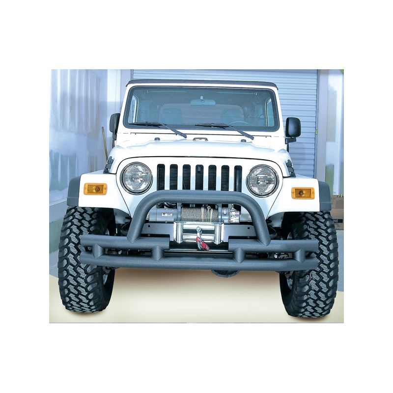 Double Tube Front Winch Bumper with Hoop, 3 Inch;
