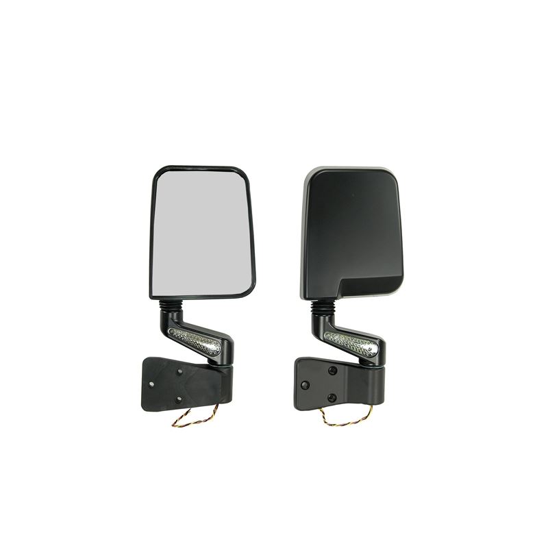 Door Mirror Kit, LED Turn Signals, Black; 87-02 Je