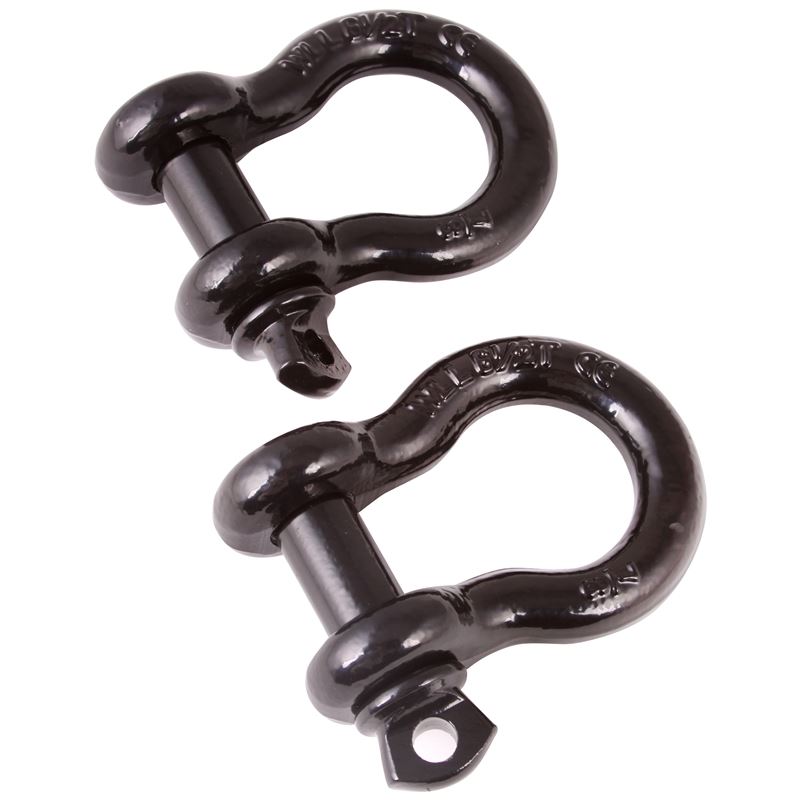 D-Ring Shackles, 7/8-Inch, Black, Steel, Pair