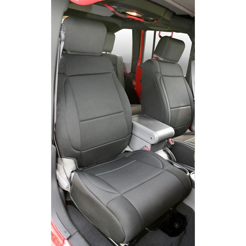 Neoprene Front Seat Covers, Black; 07-10 Jeep Wran