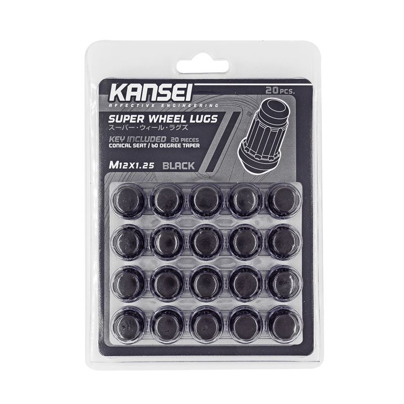 Kansei 12x1.5 Black Spline Acorn (20pcs./Kit) (K-L
