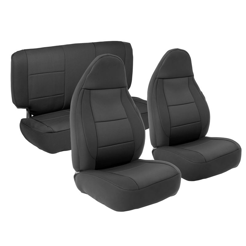 NEOPRENE SEAT COVER SET FRONT/REAR - BLACK 97-02 T